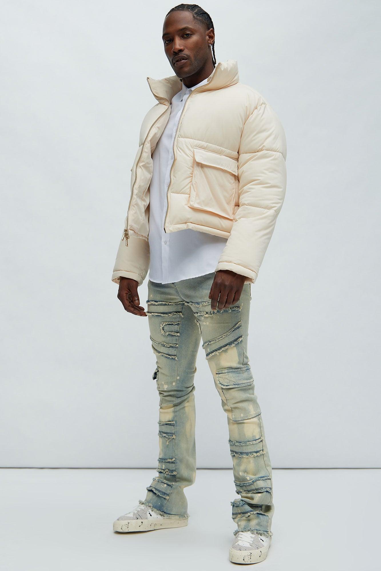 With Some Fray Cargo Flare Jeans - Light Blue Wash Product Image