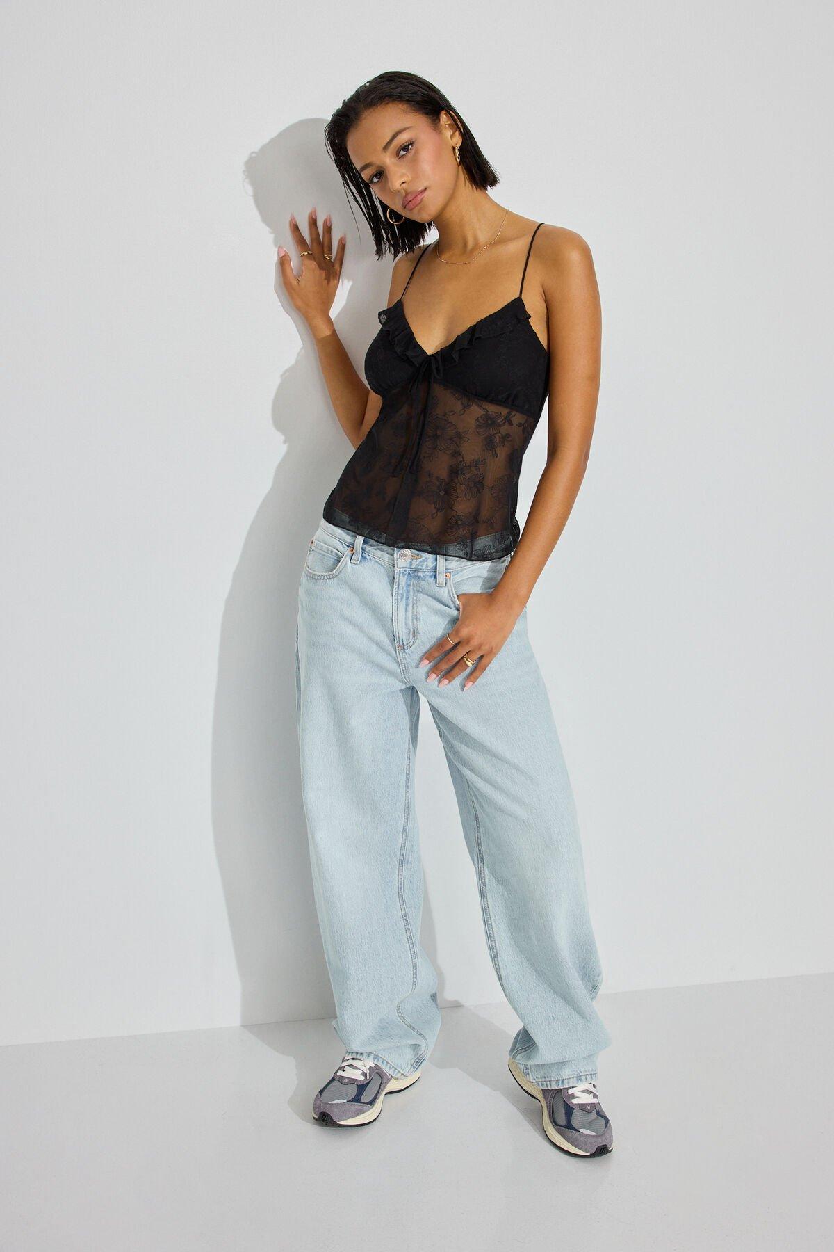 Embroidered Mesh Flyaway Cami Top Product Image