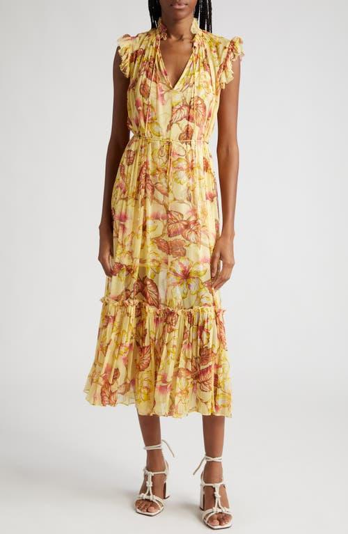 Zimmermann Matchmaker Hibiscus Print Flutter Sleeve Midi Dress Product Image