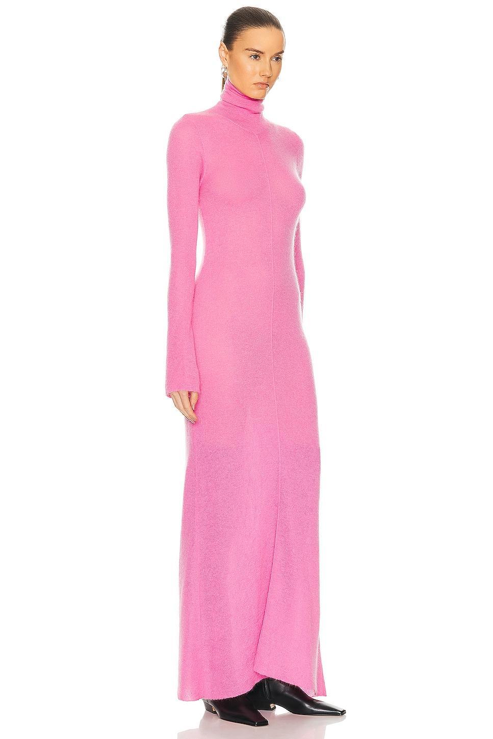 Zeynep Arcay Soft Touch Turtleneck Maxi Dress in Pink Product Image