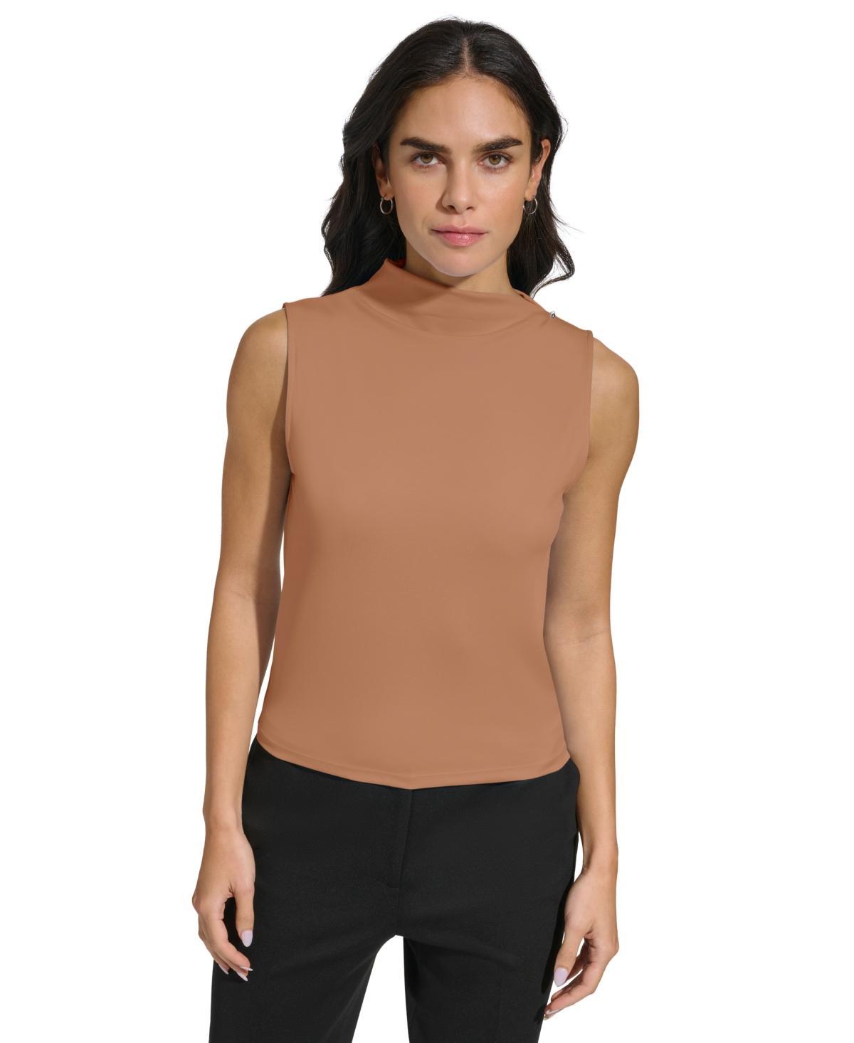 Calvin Klein Womens Funnel-Neck Sleeveless Top Product Image