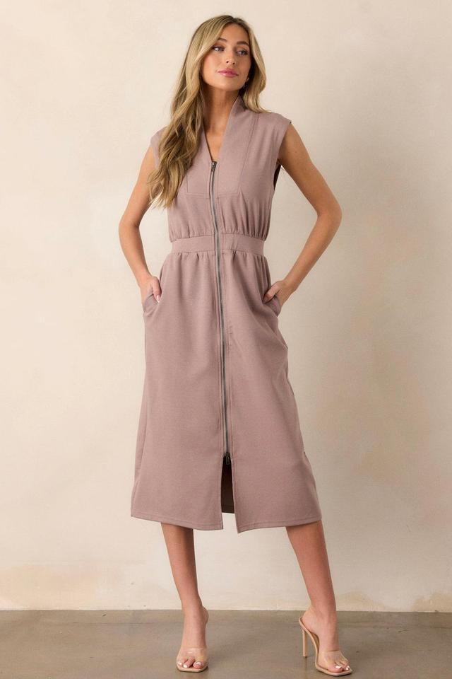 Distant Sun Dark Taupe Sleeveless Midi Dress Product Image