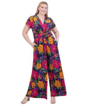 Floral-Print Twist-Front Wide-Leg Jumpsuit Product Image