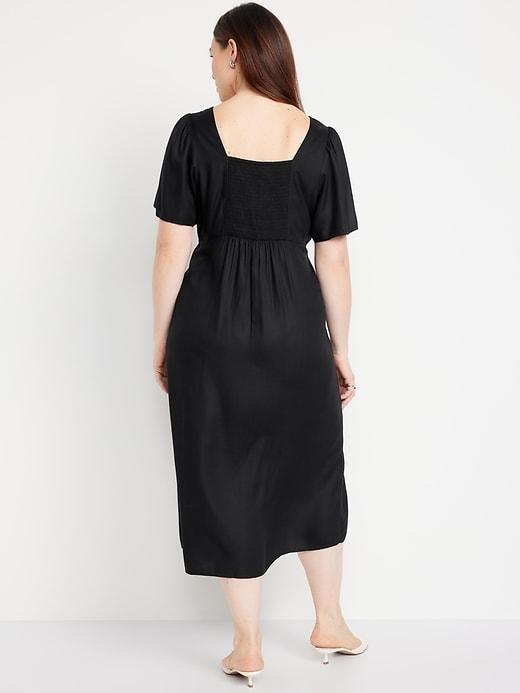 Button-Down Crepe Midi Dress Product Image