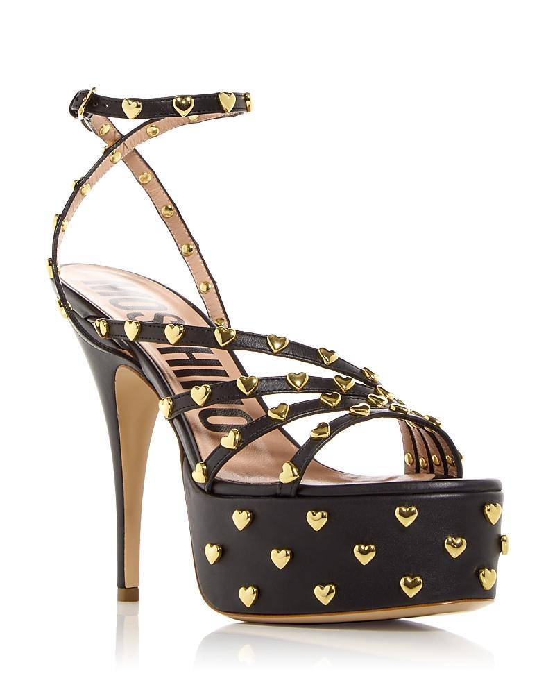 Moschino Womens Heart Stud Platform High Heel Sandals Product Image