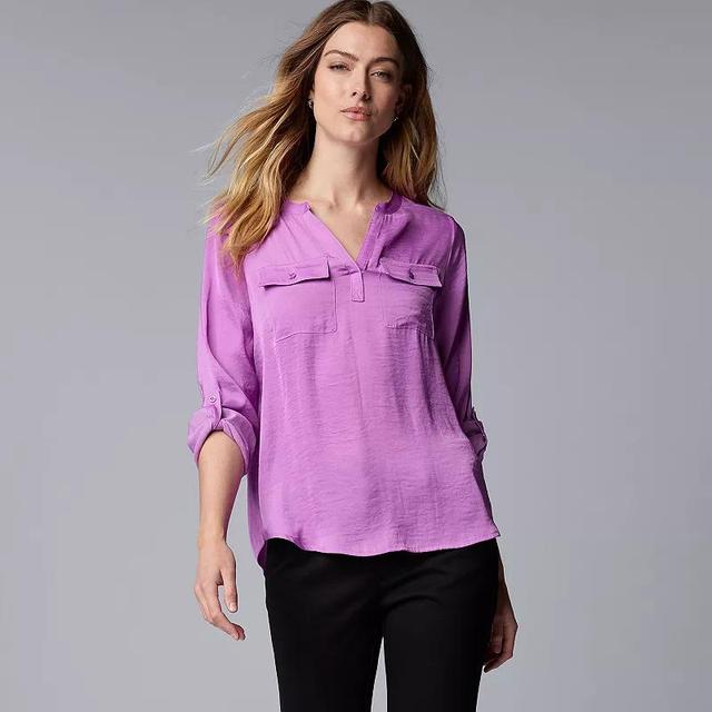 Womens Simply Vera Vera Wang Roll-Tab Popover Blouse Product Image