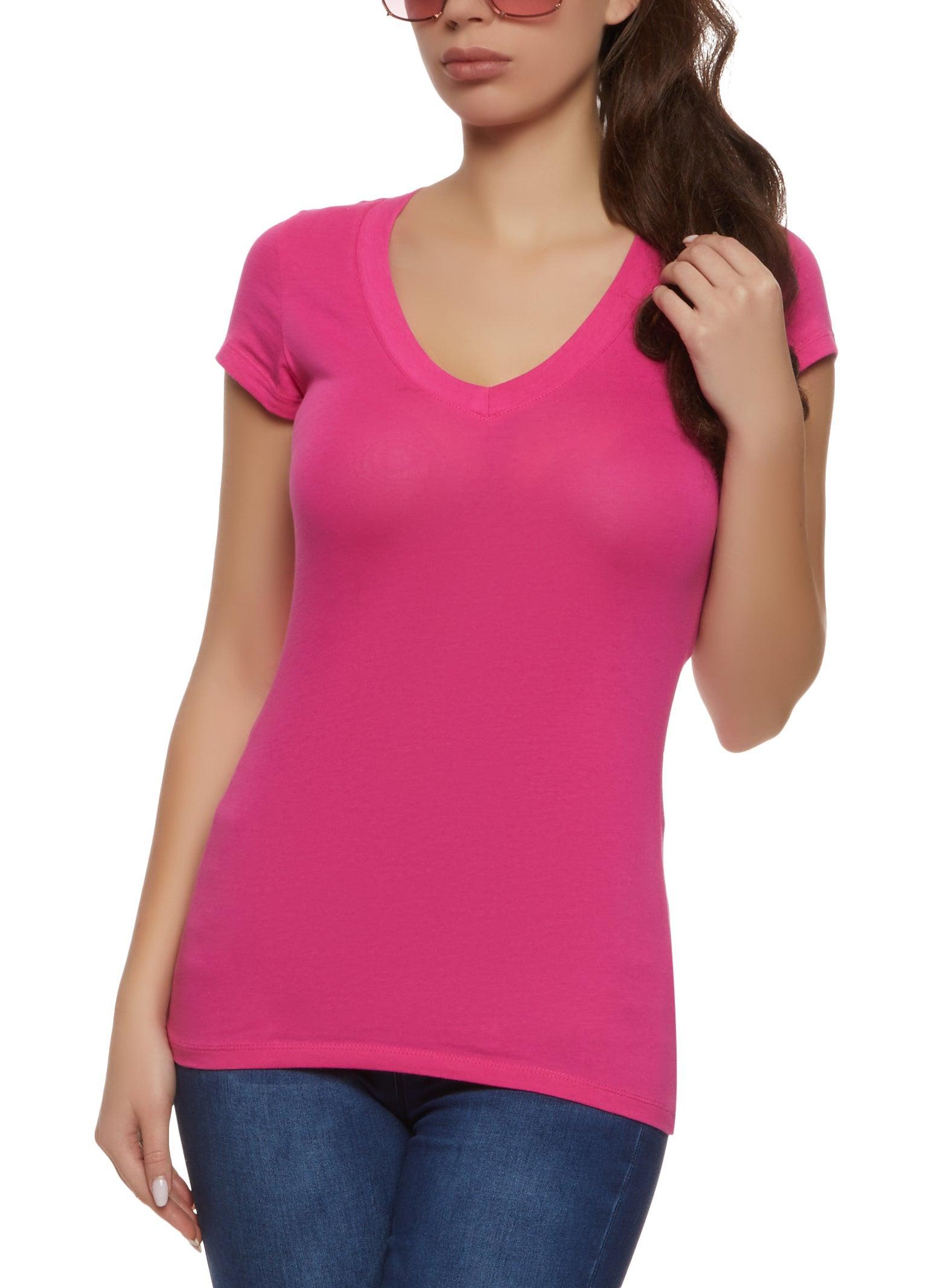 Womens V Neck Short Sleeve T Shirt Product Image