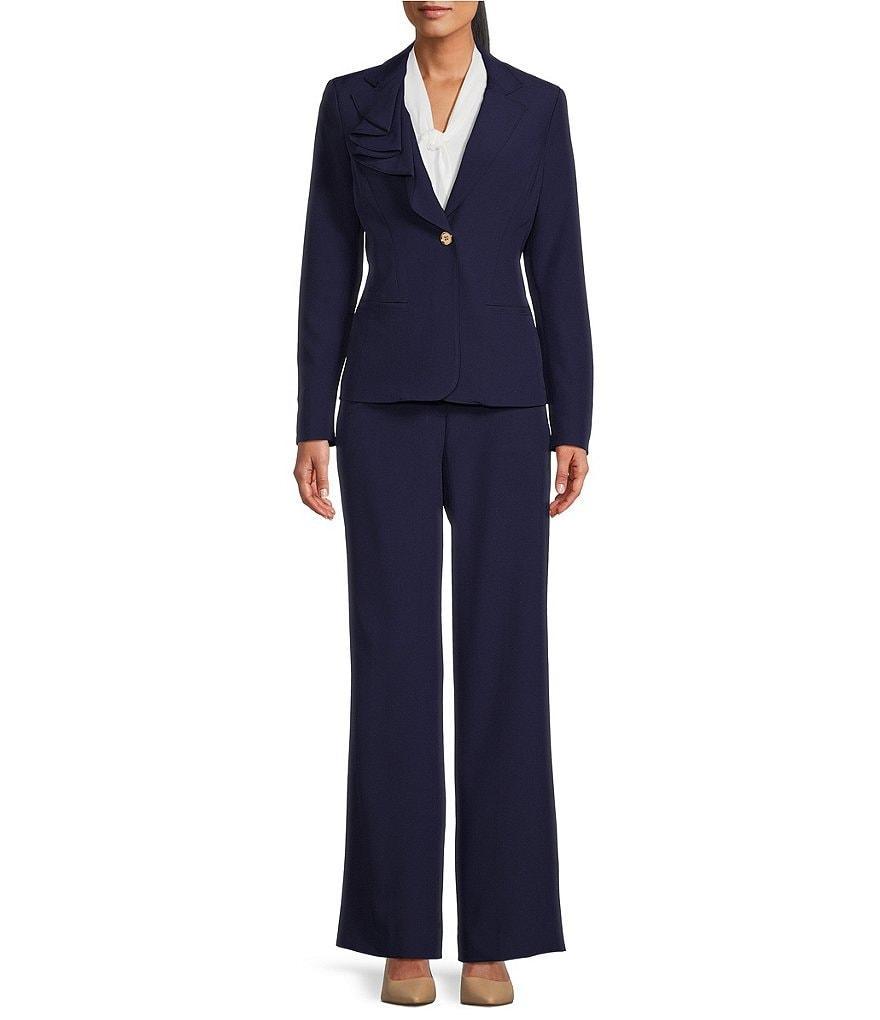 Nipon Boutique Notch Lapel Blazer Wide Leg 2-Piece Pant Set Product Image