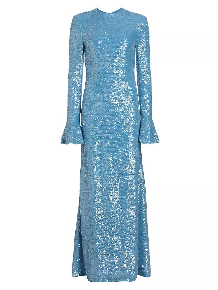 Sequined Flare-Sleeve Maxi Dress Product Image