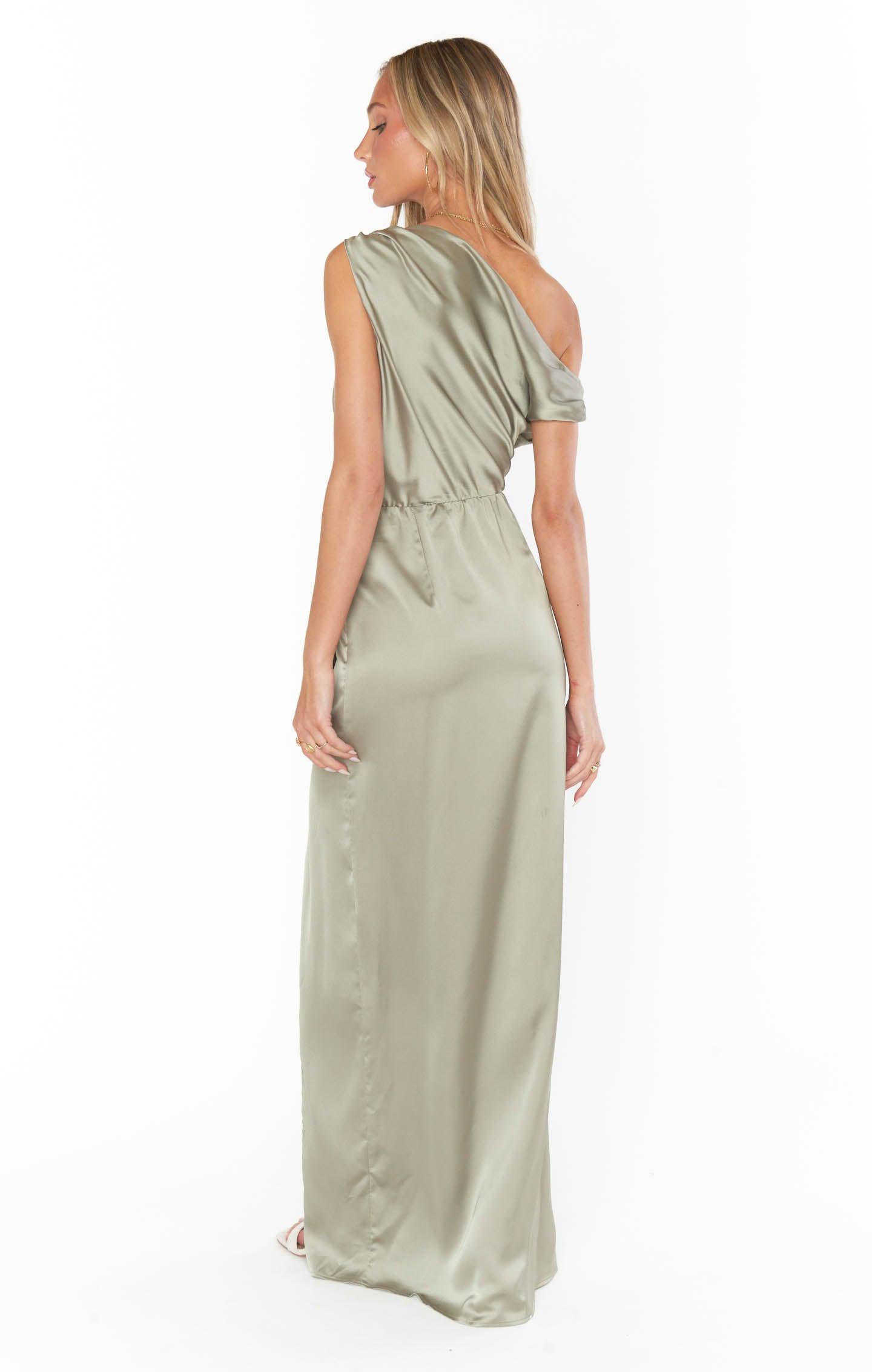 Jodie Dress ~ Moss Green Luxe Satin Product Image