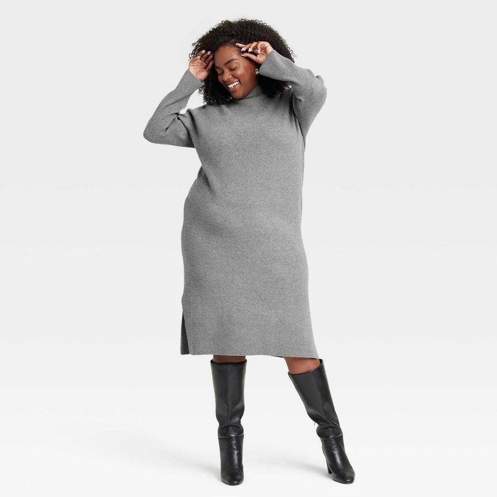 Womens Long Sleeve Midi Sweater Dress - A New Day XXL Product Image