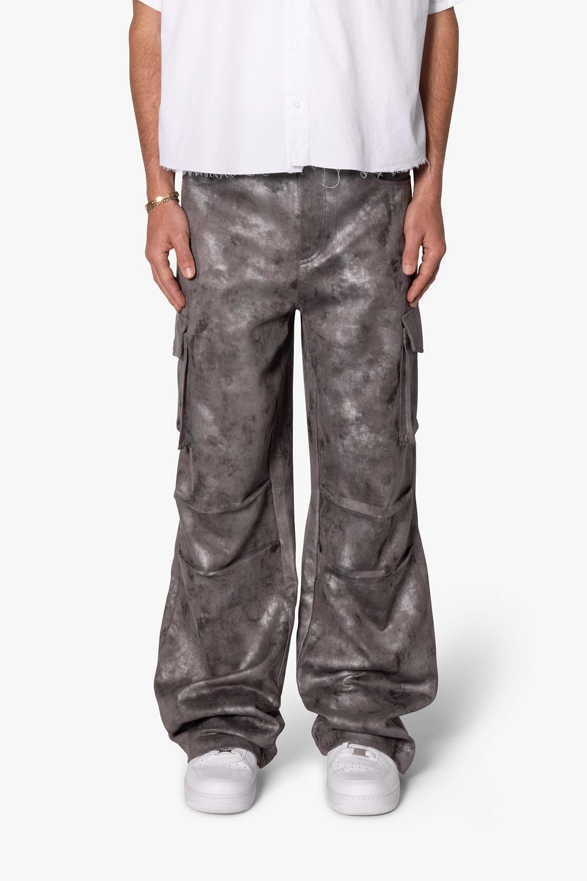 Baggy Dual Tone Sueded Cargo Pants - Grey Product Image