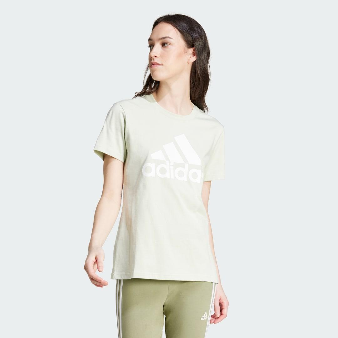 adidas Essentials Logo Tee Linen Green M Womens Product Image