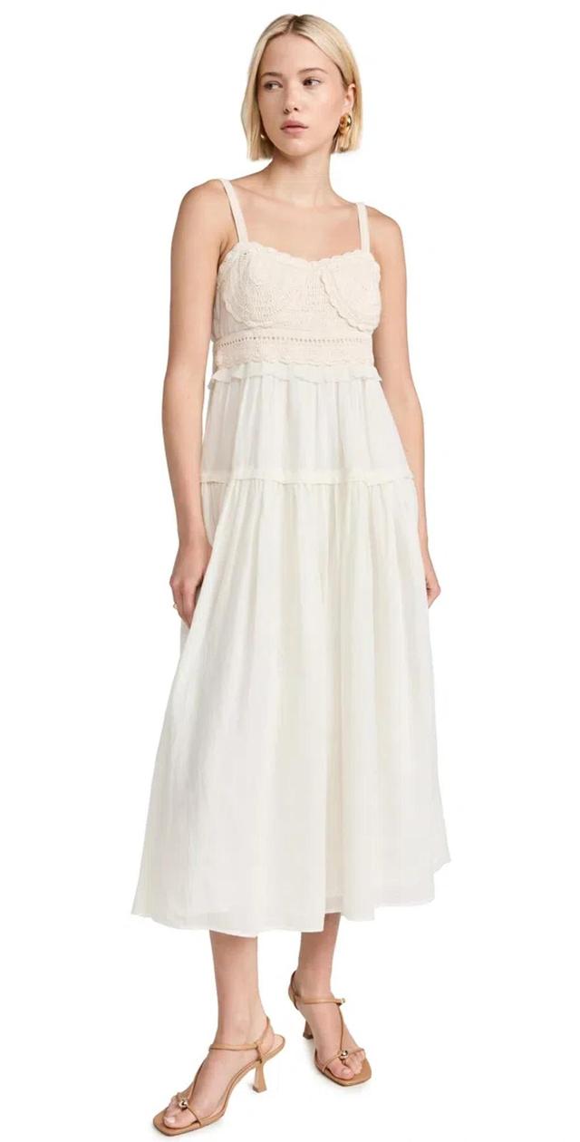 Gisella Crochet-detailed Midi Dress In White Product Image