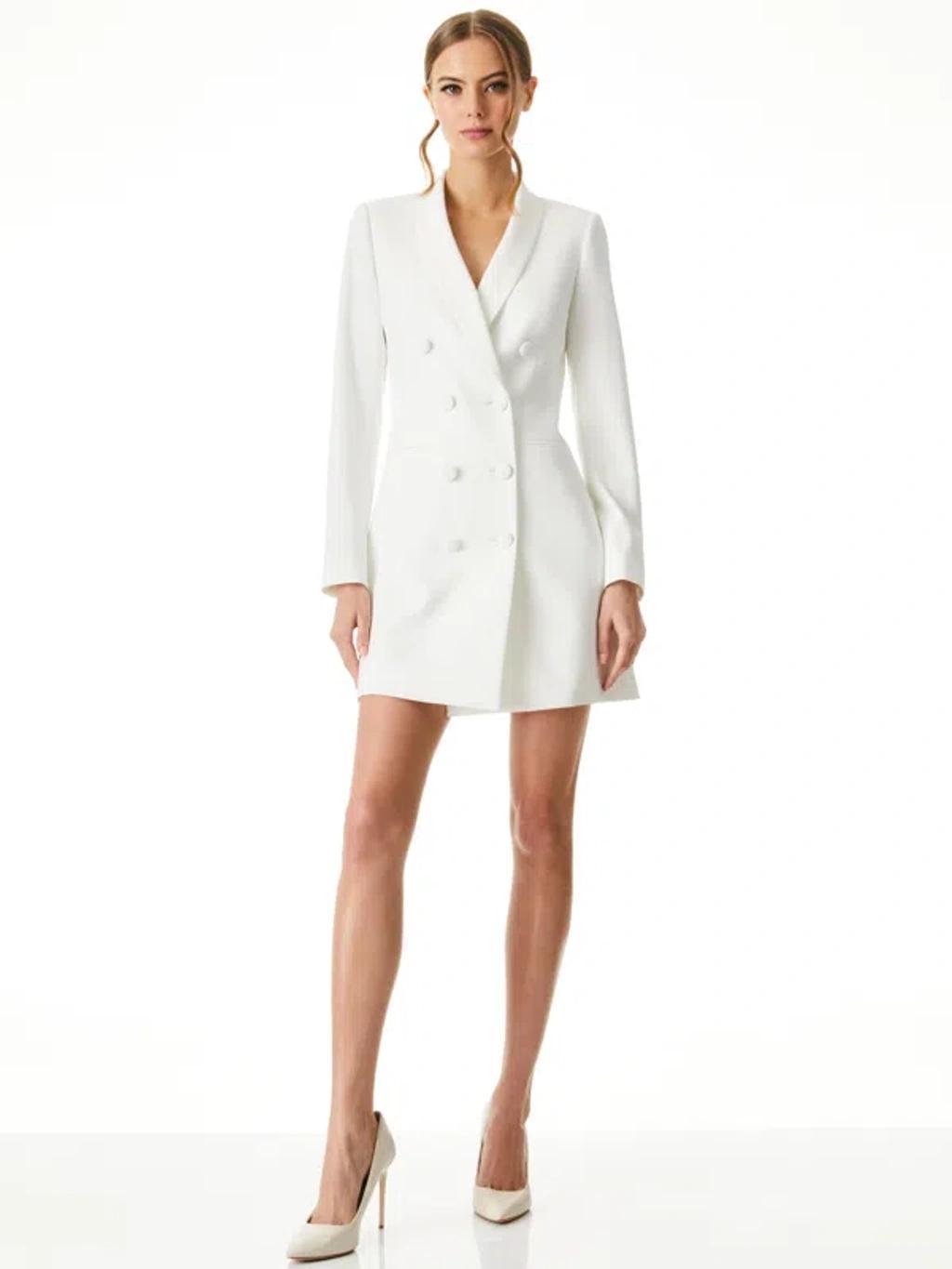 ALICE AND OLIVIA Kyrie Tuxedo Dress In Off White Product Image