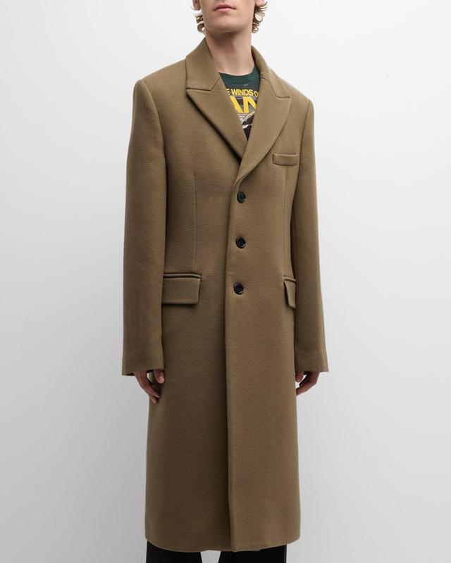 Mens Solid Wool Overcoat Product Image