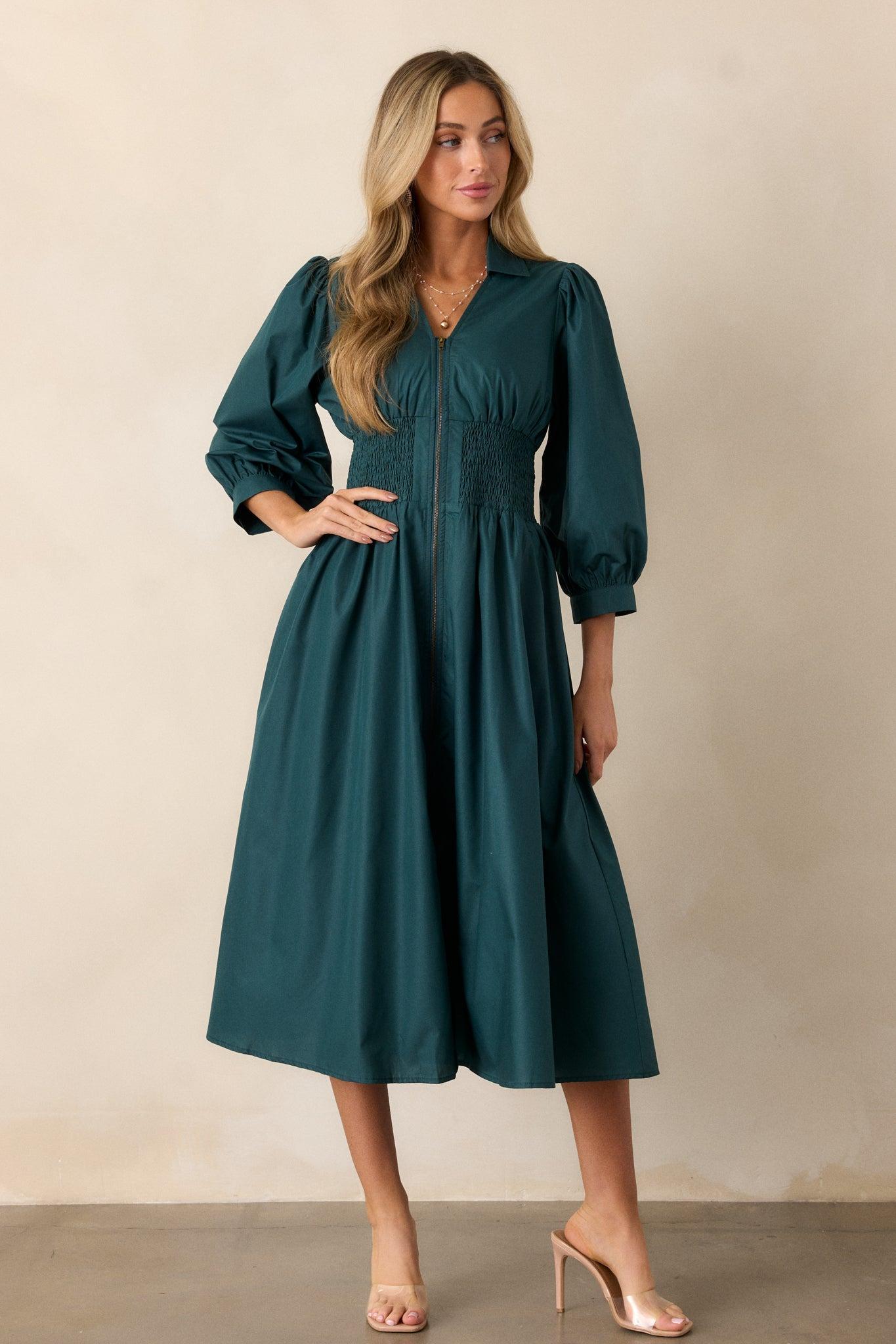 Shift in Perspective Forest Green Midi Dress Product Image