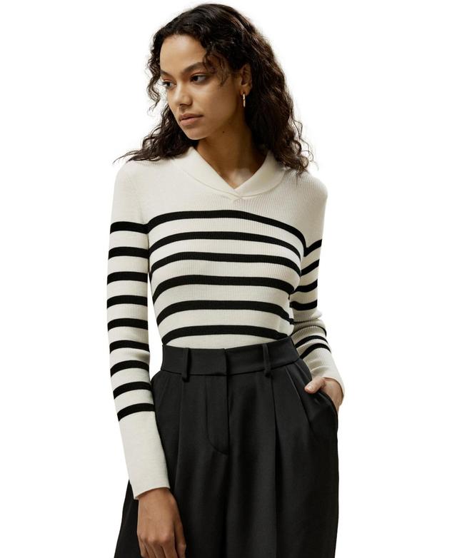 Lilysilk Womens Striped Ultra-fine Wool Sweater Product Image