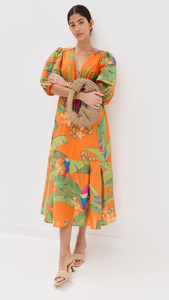 FARM Rio Fresh Macaws Orange Midi Dress | Shopbop Product Image