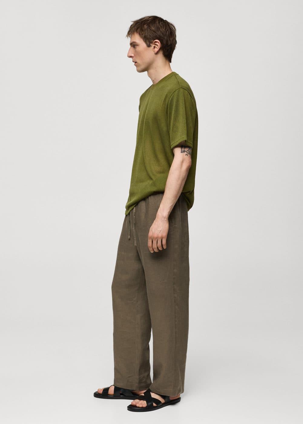 MANGO MAN - 100% linen drawstring pants khakiMen Product Image