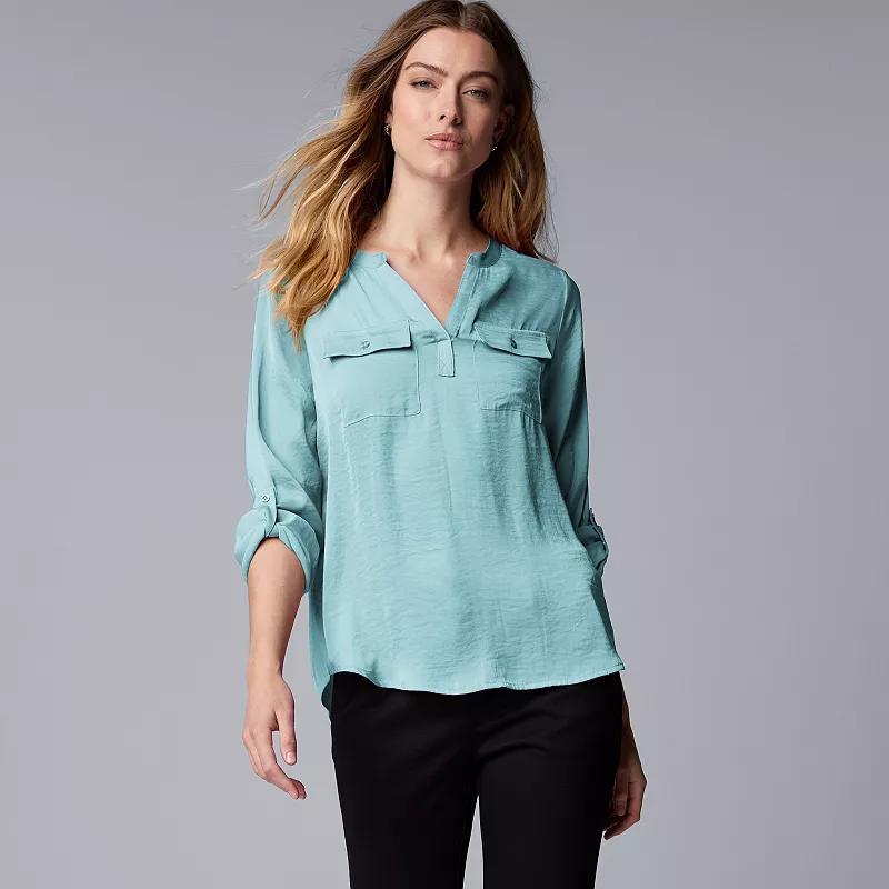 Womens Simply Vera Vera Wang Roll-Tab Popover Blouse Product Image