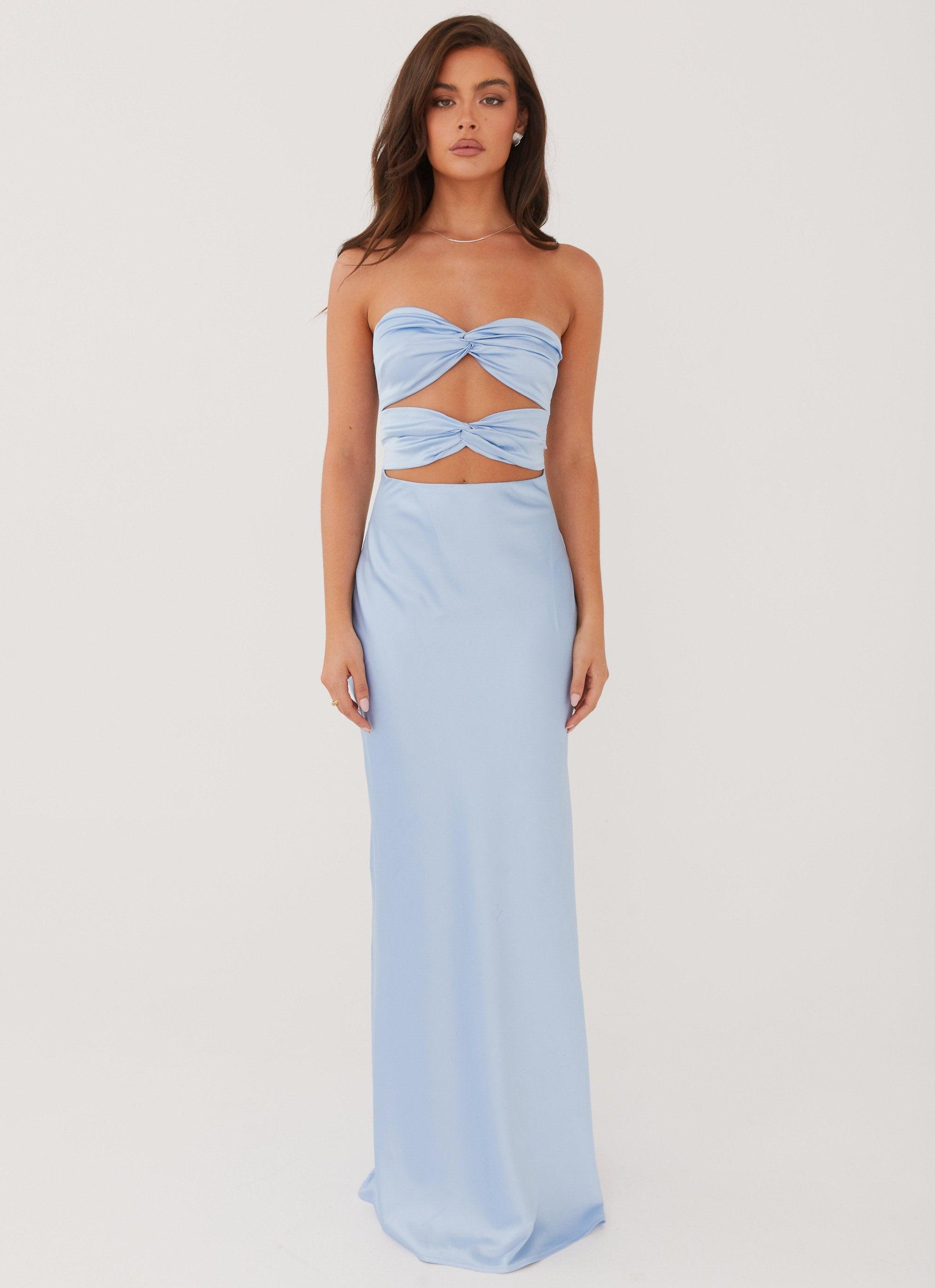 Tianna Strapless Maxi Dress - Ice Blue Product Image