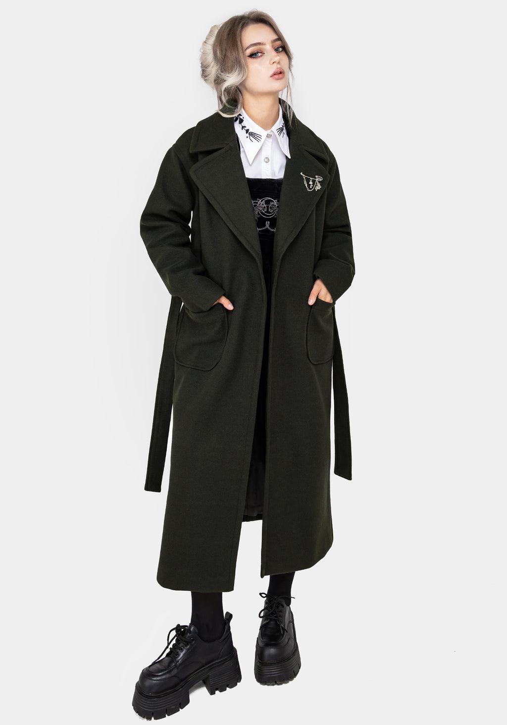 Meltdown Oversized Coat with Brooch - Green Product Image