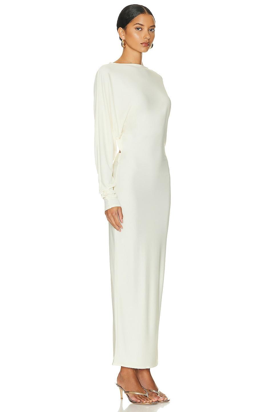 Helsa Matte Jersey Open Back Dress Ivory. (also in L). Product Image