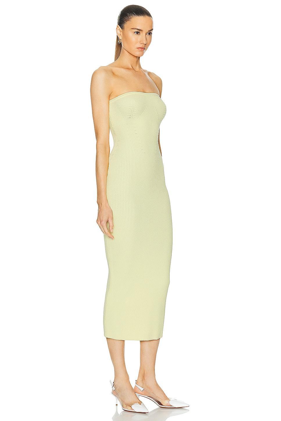 LPA Arden Strapless Knit Midi Dress in Lemon Product Image