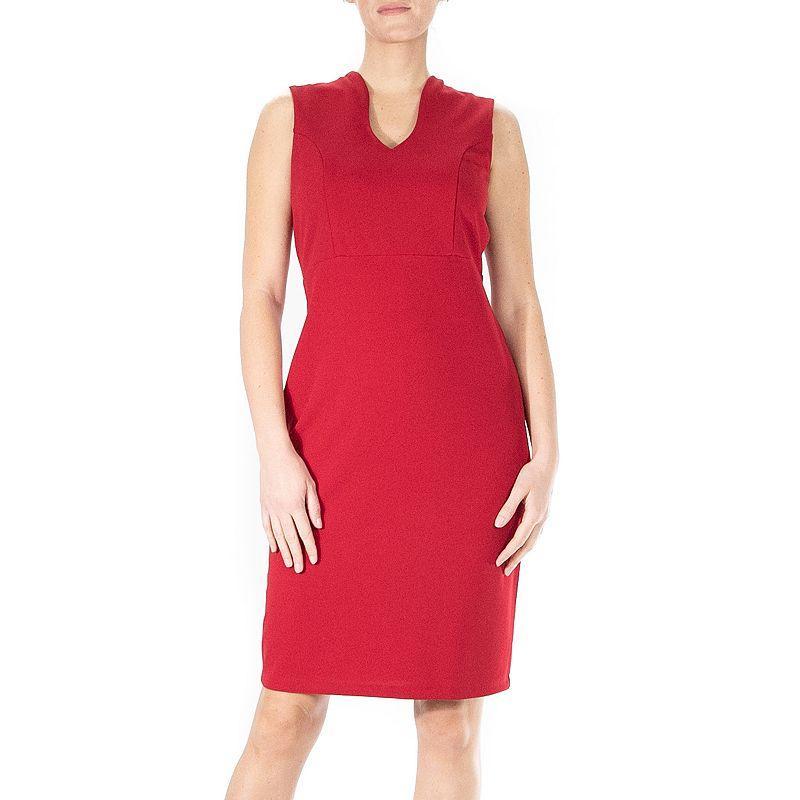 Womens Nina Leonard U-Neck Midi Sheath Dress Product Image