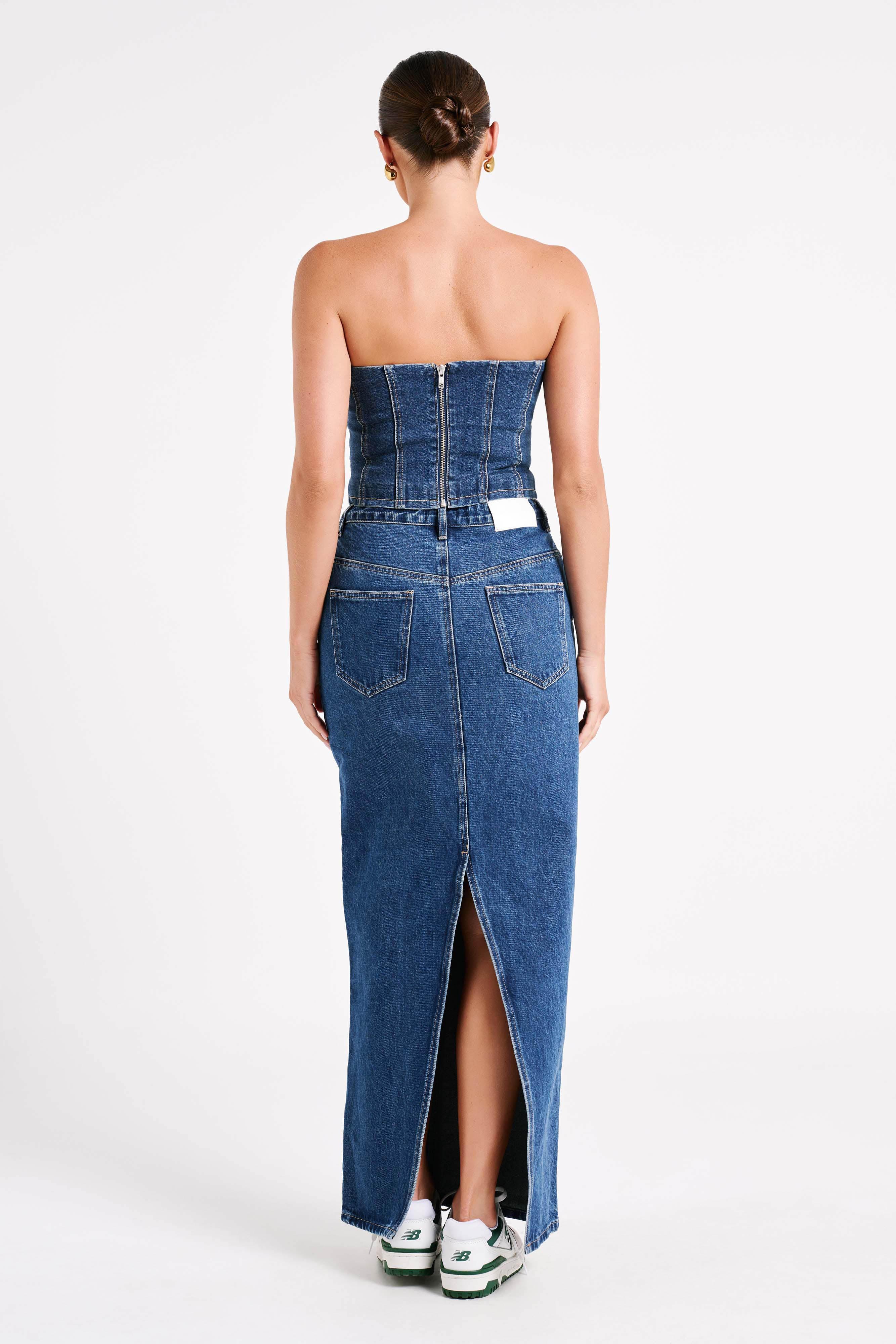 Jordana Denim Tube Top - Dark Blue Product Image