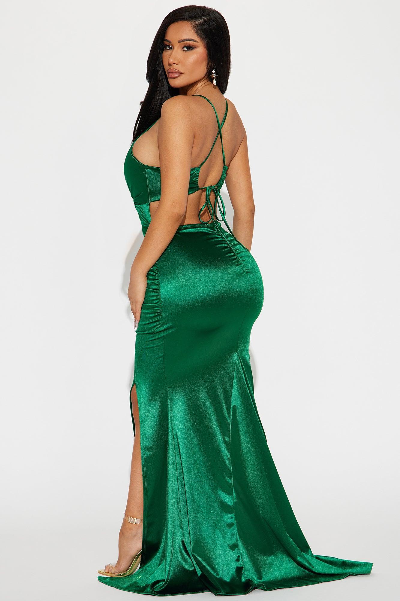 Daniella Ruched Gown - Green Product Image