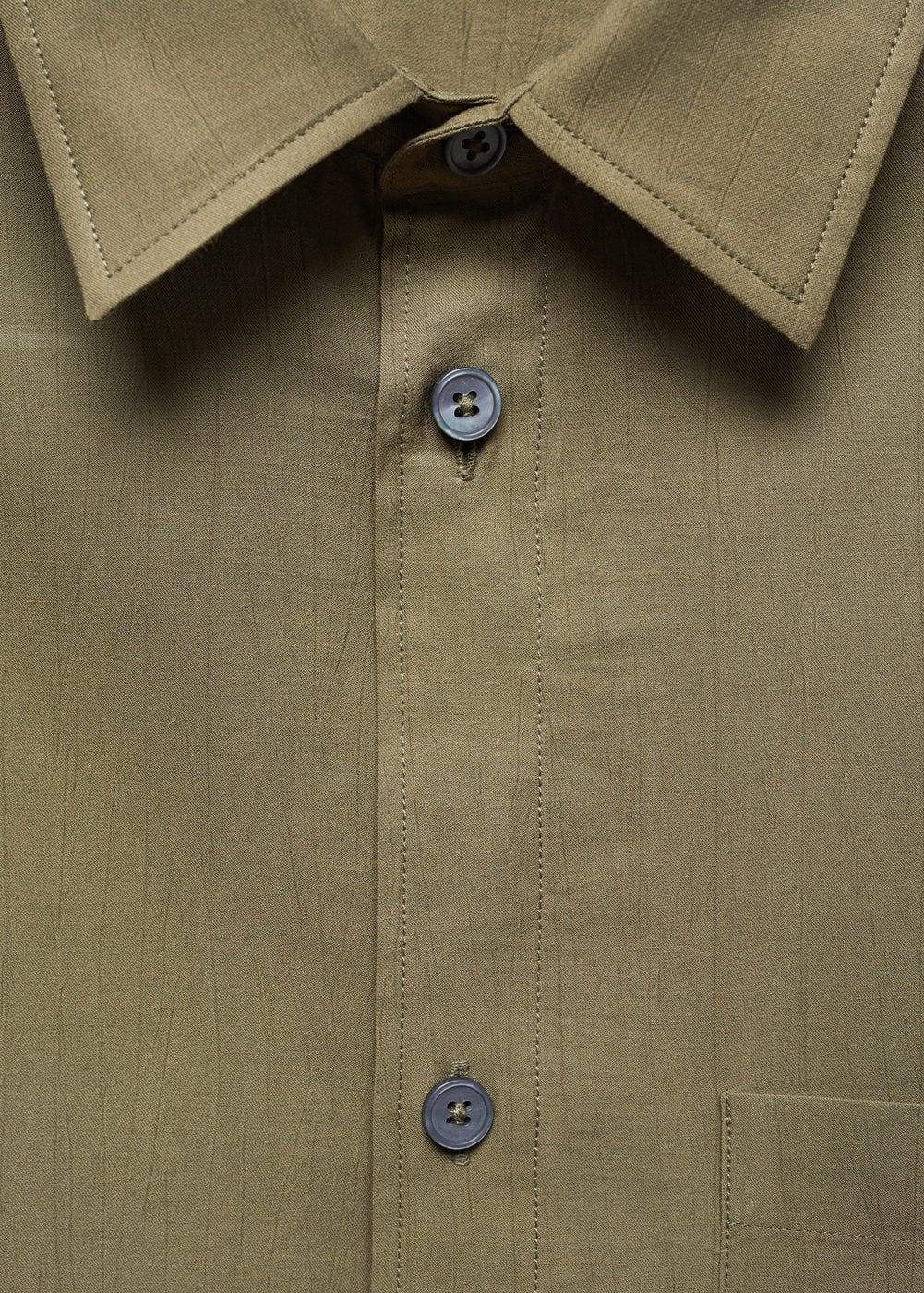 MANGO MAN - Regular-fit shirt with chest pocket khakiMen Product Image