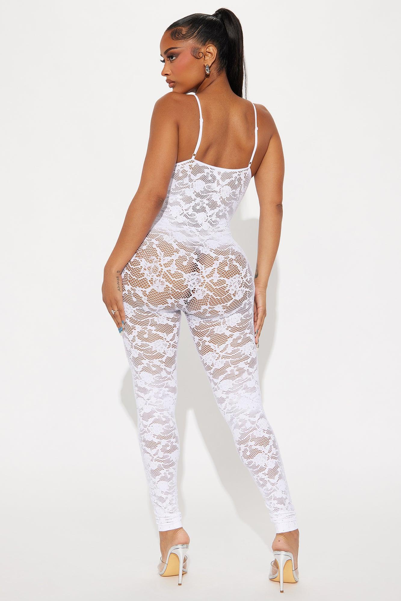 With Love Embellished Seamless Jumpsuit - White Product Image