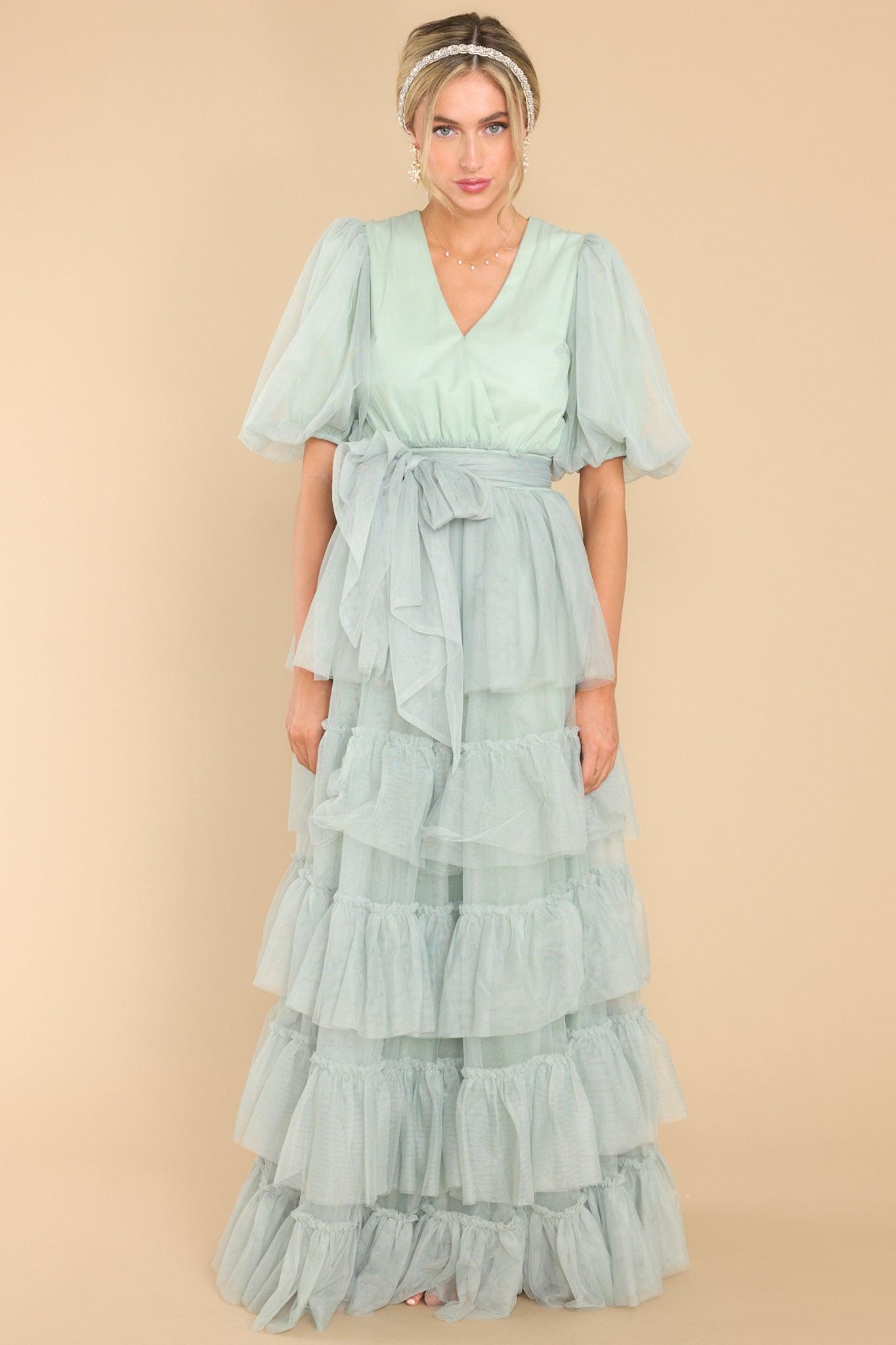 Aura A Beautiful Feeling Seafoam Maxi Dress Green Product Image