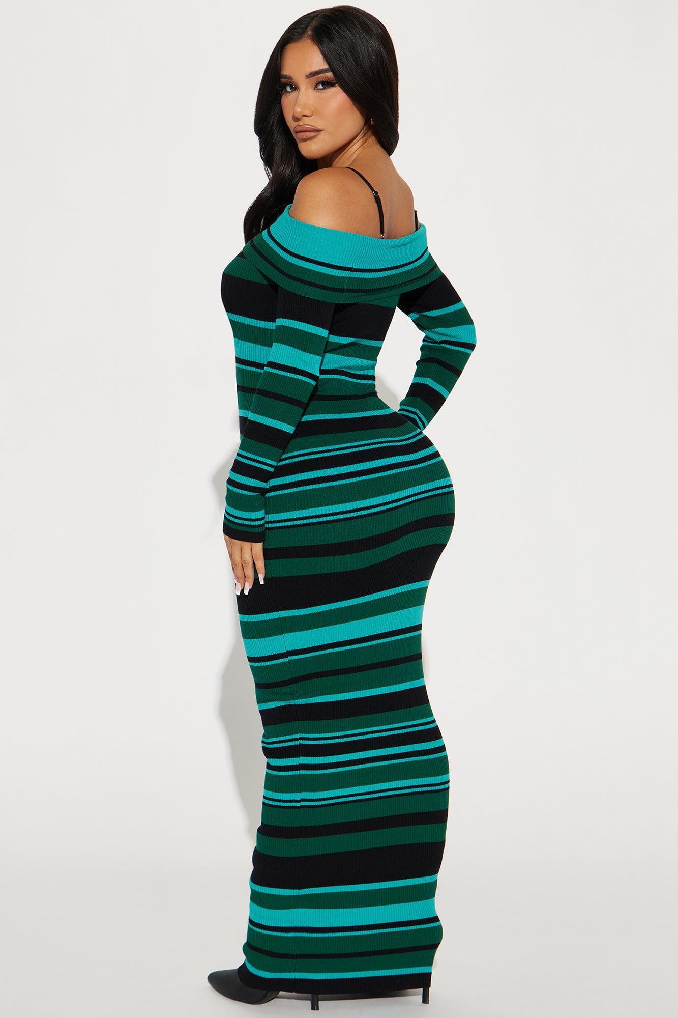 Isabel Sweater Maxi Dress - Green/combo Product Image