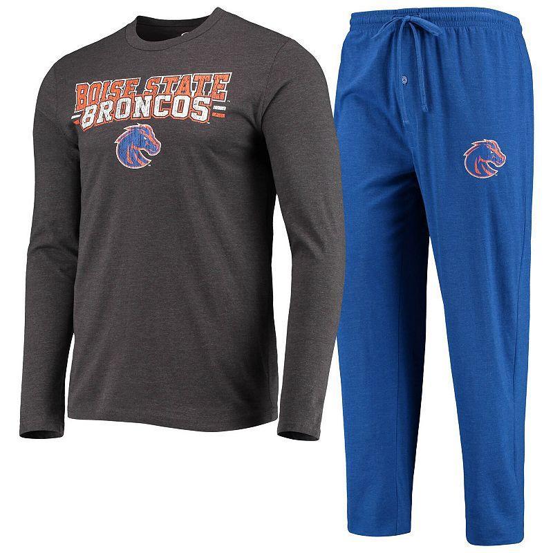 Mens Concepts Sport Royal/Heathered Charcoal Boise State Broncos Meter Long Sleeve T-Shirt & Pants Sleep Set BOI Blue Product Image