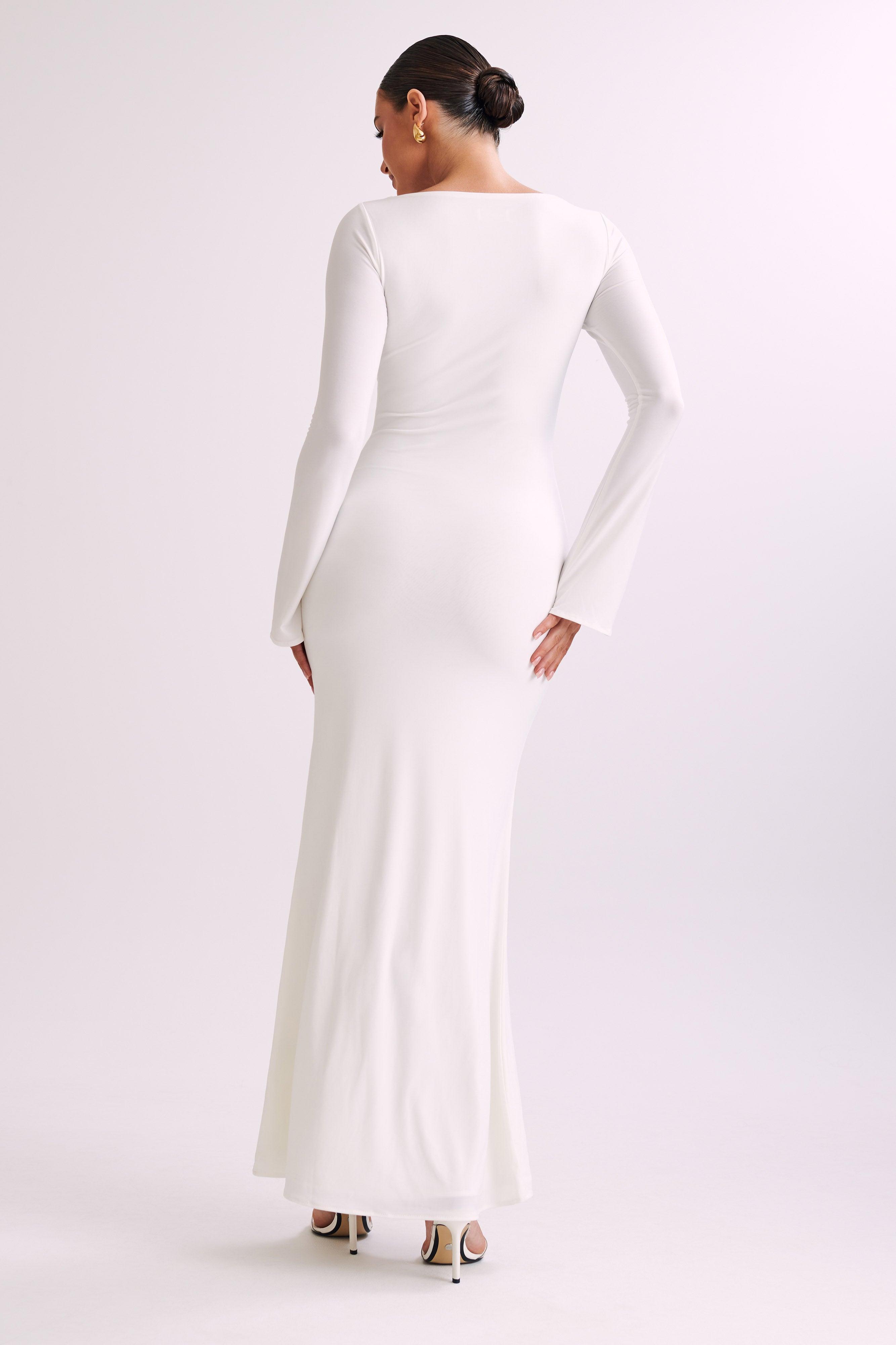 Tarna Slinky Fishtail Maxi Dress - Ivory Product Image