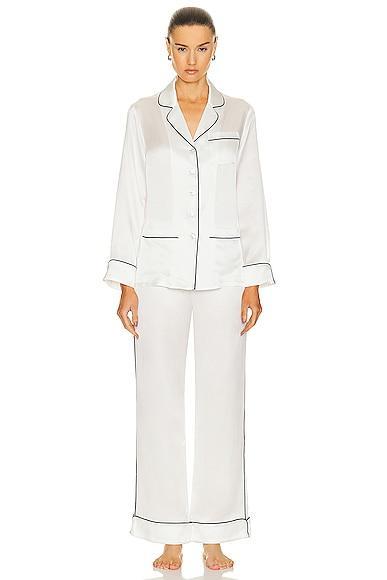 Olivia von Halle Coco Pajama Set in Ivory Product Image