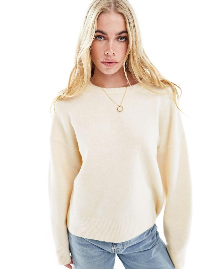 ASOS DESIGN boxy crew neck sweater in cream Product Image