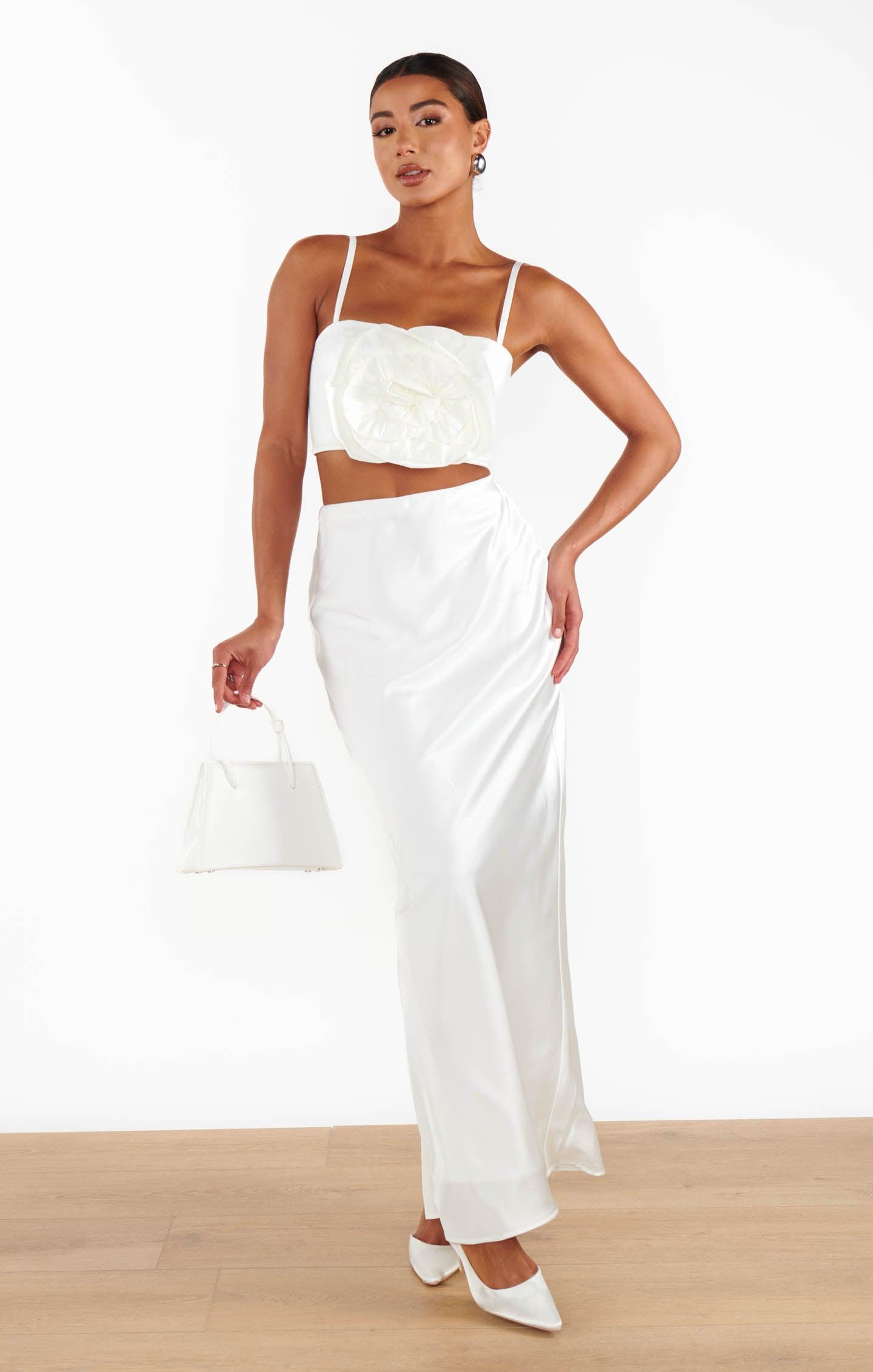 Maxi Slip Skirt ~ Ivory Luxe Satin Product Image