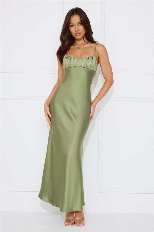 Silk Shimmers Satin Maxi Dress Olive Product Image