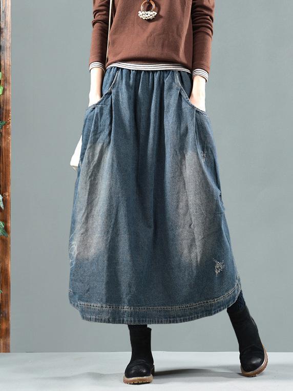 Split-joint Denim Skirt Bottom Product Image