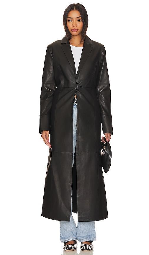 Womens Evanna Long Leather Coat Product Image