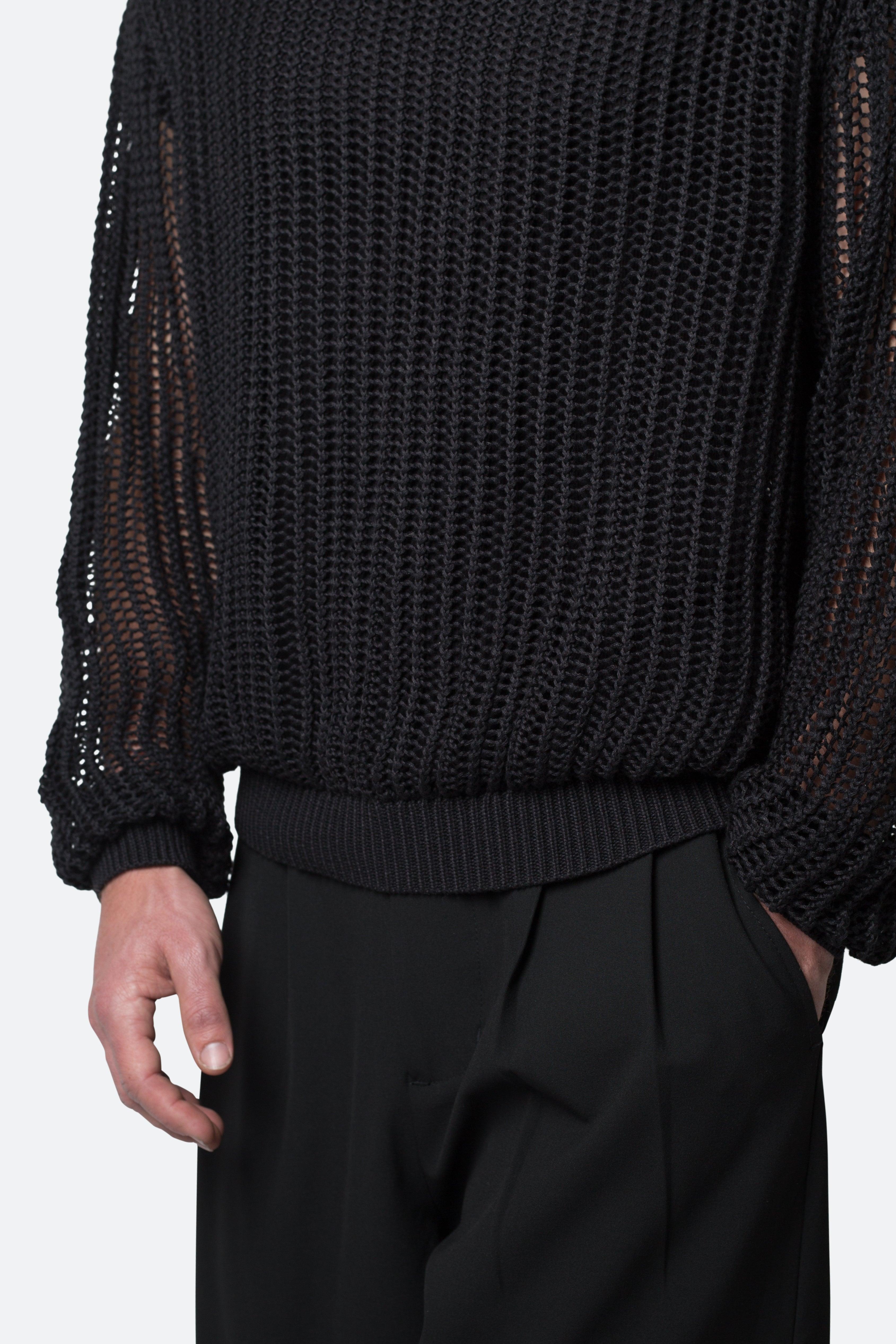 Mesh Knit Sweater - Black Product Image