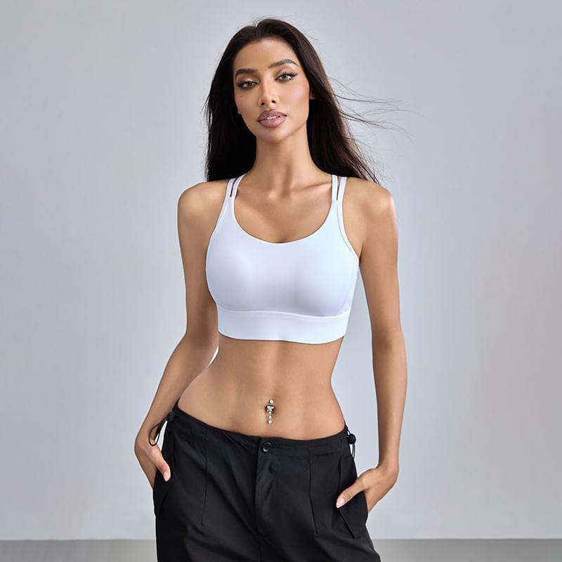 Spaghetti Strap Plain Sports Bra Product Image