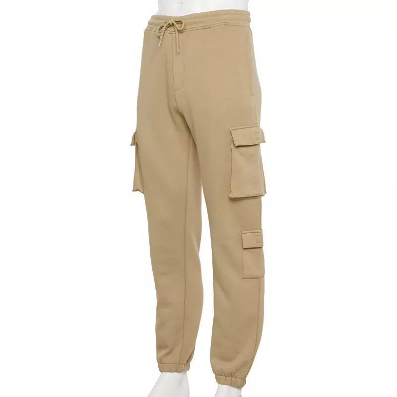 Mens Hollywood Jeans Double Stacked Fleece Cargo Joggers Brown product image