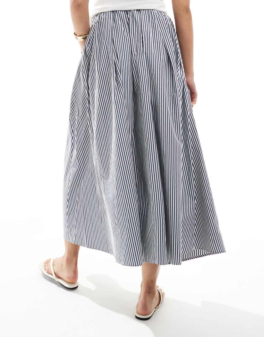 ASOS DESIGN a-line volume skirt in stripe Product Image