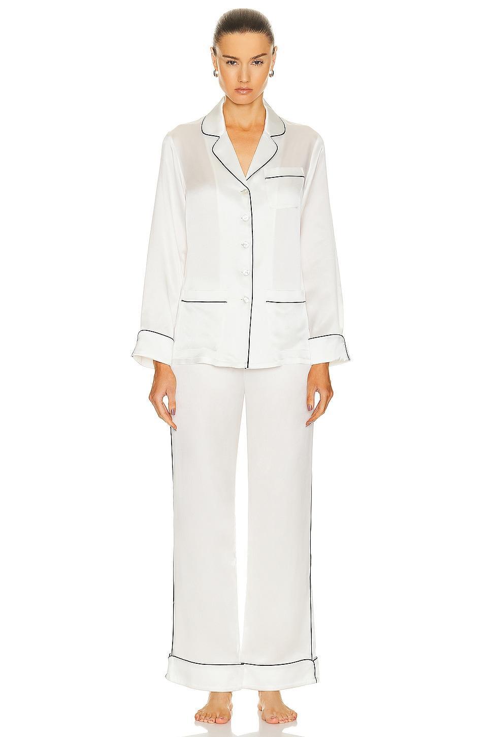 Olivia von Halle Coco Pajama Set in Ivory Product Image