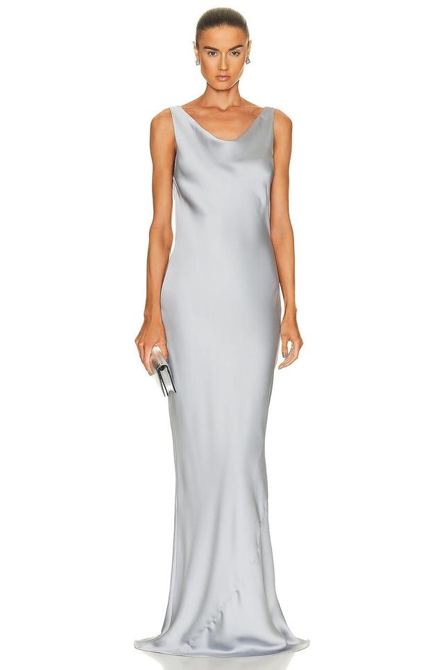 Norma Kamali Maria Gown in Metallic Silver Product Image